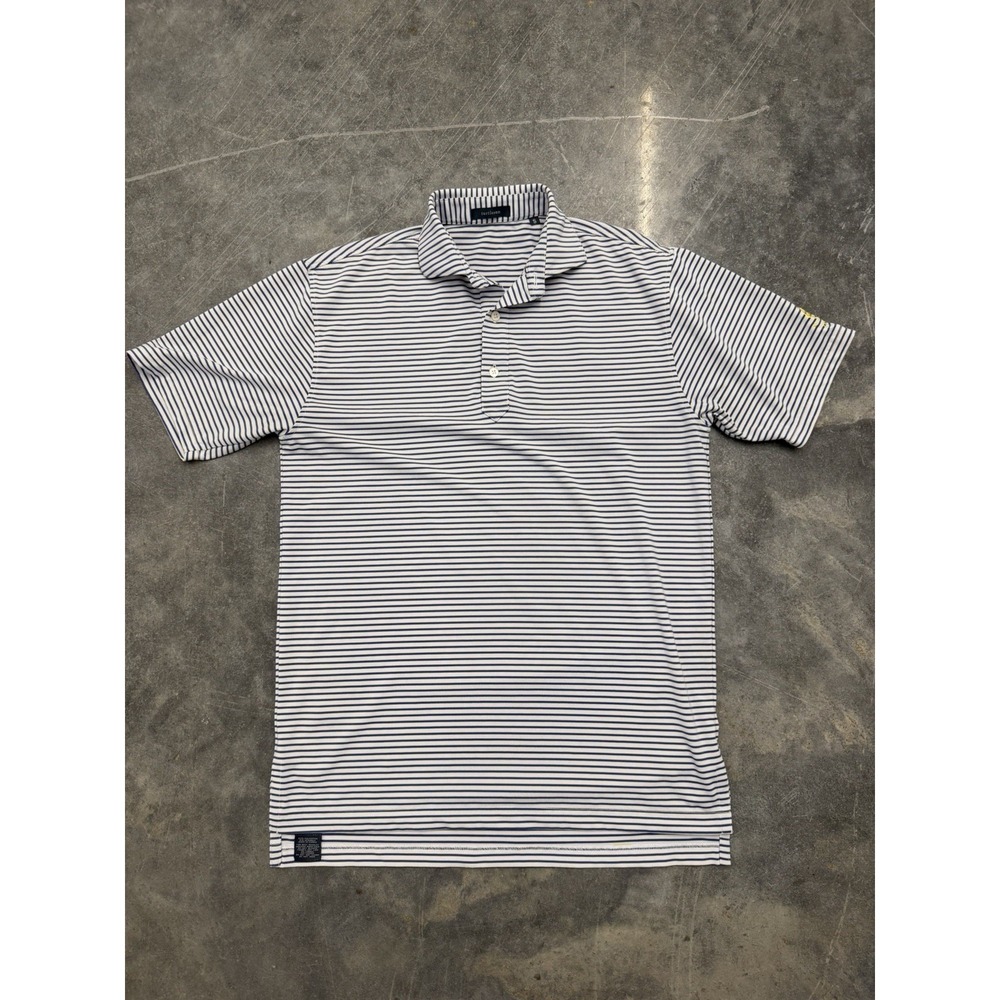 Turtleson Blue White Striped Short Sleeve Polo Shirt Men's Size Small